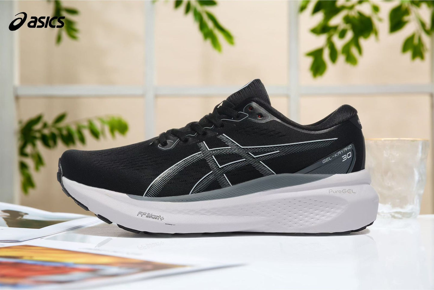 Asics Running Black and White Shoes